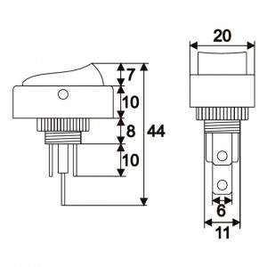 Interupator basculant 1 circuit 20A-12VDC OFF-ON, cu LED rosu - Img 2