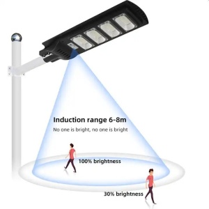Lampa solara stradala 100w, senzor miscare, lumina alb rece 6500k, 3 moduri iluminare, telecomanda, aluminiu - Img 5