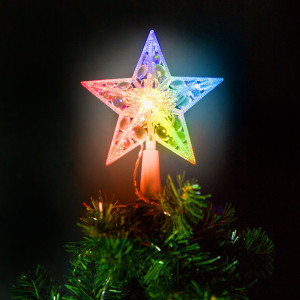 Ornament de pom de Craciun, model stea, 10 LED-15 cm, RGB, 2xAA - Img 1