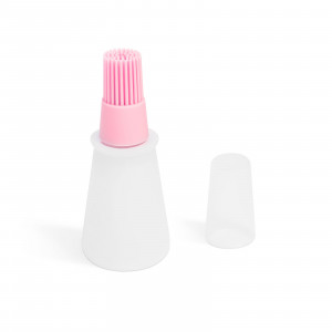 Pensulă pentru ulei, din silicon, cu recipient - 60 ml - roz - Img 1