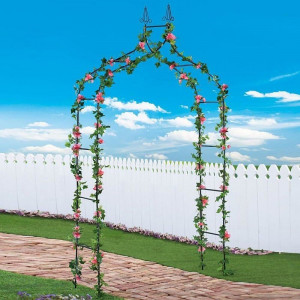 Pergola decorativa de gradina, constructie metalica, stil gothic, 240x150x37 cm - Img 6