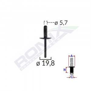 POPNIT PLASTIC UNIVERSAL 5.7X19.8MM - NEGRU SET 10 BUC - Img 1