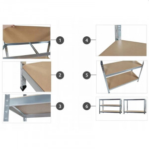 Raft metalic, 220x110x45 cm, 5 nivele, picioare antiderapante, greutate suportata 175 kg/polita - Img 4