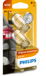 SET 2 BECURI FARA SOCLU 12V W21W W3X16d PHILIPS - Img 1