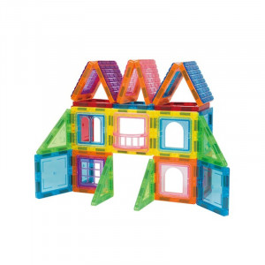 Set constructie magnetic 3d cu lumini led, diferite forme si culori, 130 piese - Img 7