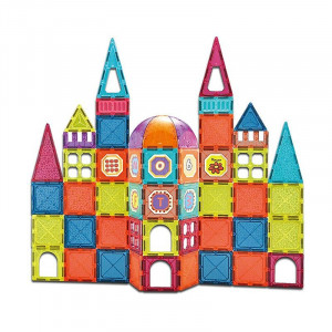 Set constructii magnetic, 77 piese, castel multicolor creativ, varsta 3+, procart - Img 1