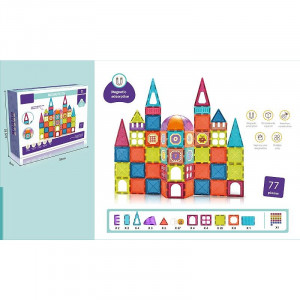 Set constructii magnetic, 77 piese, castel multicolor creativ, varsta 3+, procart - Img 6