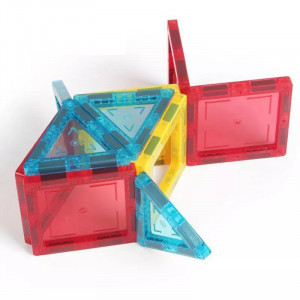 Set constructii magnetic cu 45 piese, multicolor, magnetic tiles, castel 3d - Img 8