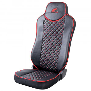 SET HUSE SCAUN UMBRELLA PENTRU MERCEDES ACTROS EURO 5 1844 MP2 MP3 MP4 ECO LEATHER BLACK+RED - Img 6