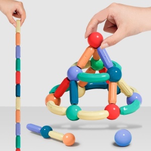 Set magnetic de constructie pentru copii, 136 piese multicolor, cutie depozitare, 2.9-8.6 cm - Img 10
