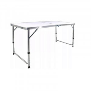 Set masa cu 4 scaune pentru camping, inaltime masa reglabila, picioare antiderapante, aluminiu, argintiu - Img 3