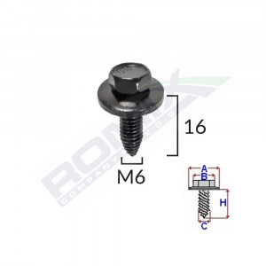 SURUB FIXARE BARA PROTECTIE PENTRU PEUGEOT, CITROEN 6X16MM SET 5 BUC - Img 2