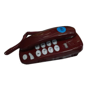 Telefon fix cu fir, montabil pe perete tastatura iluminata, redial, mute, flash culoare visiniu - Img 1