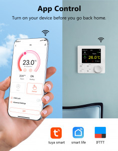 Termostat digital wifi, programabil, ecran lcd, control vocal, smartphone android, ios, alb - Img 5