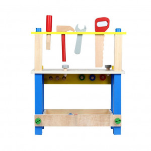 Atelier cu banc de lucru pentru copii, 40 piese din lemn, 41x36x16 cm - Img 10