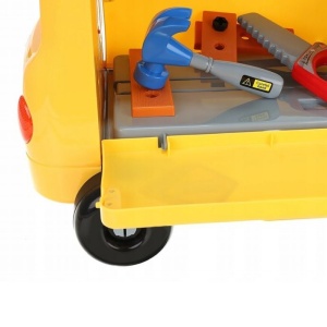 Banc de lucru pentru copii, forma autobuz, sunete, 38 accesorii multicolore - Img 8