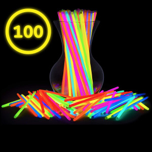 Betisoare bratari luminoase glow sticks, diverse culori, set 100 bucati culoare rosu - Img 2