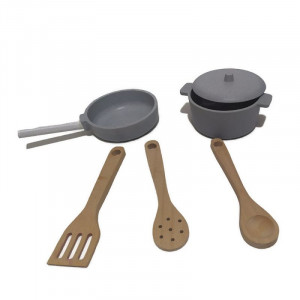 Bucatarie copii, lemn mdf alb, cuptor, frigider, chiuveta, set ustensile si cratite gatit, 91x102.5x30 cm - Img 7