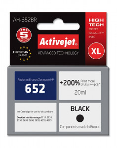 Cartus compatibil hp 652 xl pentru hp, 20 ml, 720 pag, negru, premium activejet, garantie 5 ani