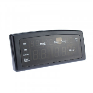 Ceas digital afisaj led rosu, data, alarma, temperatura, negru, caixing - Img 3
