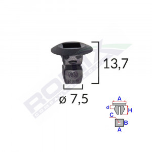 CLEMA FIXARE ELEMENTE ROATA PENTRU GRUP VAG 7.5X13.7MM NEGRU SET 10 BUC - Img 2