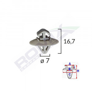 CLIPS FIXARE ELEMENTE EXTERIOARE PENTRU IVECO/OPEL/RENAULT 7X16.7 - GRI SET 10 BUC - Img 1