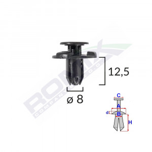 CLIPS FIXARE ELEMENTE EXTERIOR PENTRU NISSAN, SUBARU 8X12.5MM NEGRU SET 10BUC - Img 2
