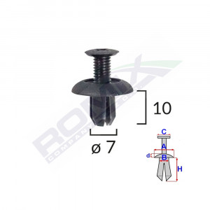 CLIPS FIXARE HONDA/MITSUBISHI 7X10MM - NEGRU SET 10 BUC - Img 2