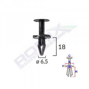 CLIPS FIXARE PENTRU FORD, OPEL 6.5X18MM NEGRU SET 10BUC