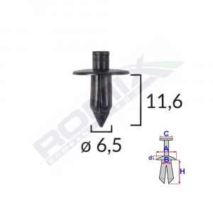 CLIPS FIXARE PENTRU SUZUKI 6.5X11.6MM - NEGRU SET 10 BUC - Img 2