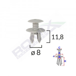 CLIPS FIXARE PENTRU VW 8X11.8MM - GRI SET 10 BUC - Img 2