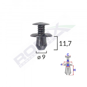 CLIPS FIXARE PENTRU VW 9X11.7MM - NEGRU SET 10 BUC - Img 2