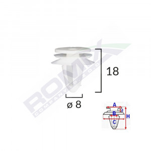 CLIPS TAPITERIE PENTRU SEAT VW 8X18MM - GRI SET 10 BUC - Img 2