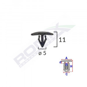 CLIPS TIP GARNITURA PENTRU CITROEN/PEUGEOT/RENAULT 5X11MM - NEGRU SET 25 BUC - Img 2