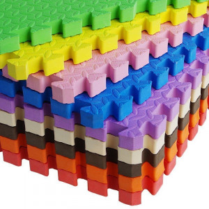 Covoras puzzle xl, 60x60 cm, grosime 2 cm, spuma eva, 2 piese culoare galben - Img 3