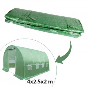 Folie protectie pentru solar 4x2.5x2 m, 8 ferestre cu plase anti-insecte, pe 140g/mp, verde - Img 1