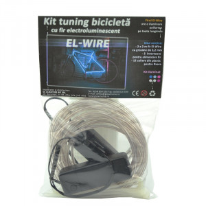 Kit fir luminos el wire pentru tuning roti bicicleta, lungime 4 m, invertoare incluse culoare alb - Img 2