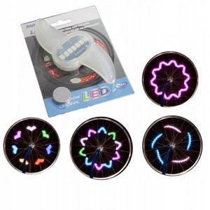 Lumini spite bicicleta, led rgb, 12 modele luminoase, senzor miscare, baterii cr2032 - Img 9