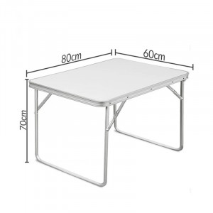 Masa pliabila pentru camping, 80x60x70 cm, blat laminat, cadru aluminiu, alb gri - Img 2