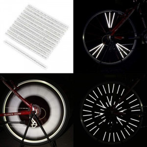 Ornamente reflectorizante pentru spite bicicleta, inaltime 7 cm, albe, set 12 bucati - Img 4