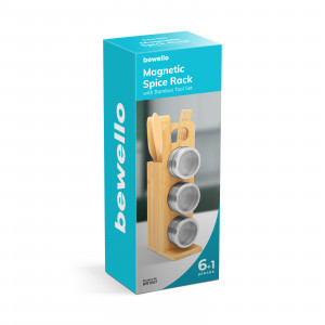 Raft magnetic pentru condimente - set de scule din bambus - 7 piese - 80 x 135 x 275 mm - Img 4