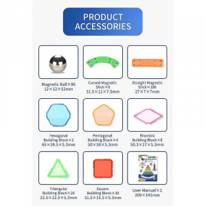 Set constructie magnetic 3d, 350 piese, multicolor, educativ, interactiv, varsta 6+, procart - Img 15