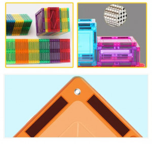 Set constructii magnetic cu 45 piese, multicolor, magnetic tiles, castel 3d - Img 9
