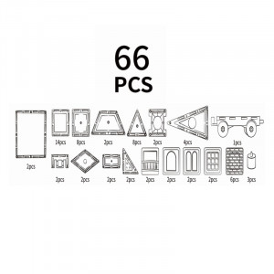 Set magnetic pentru constructii, 66 piese multicolor, plastic transparent, margini magnet - Img 10