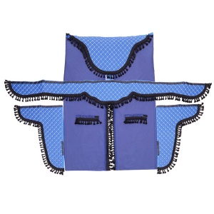 SET PERDELE CABINA CAMION, UNIVERSALE, VELUR, ALBASTRU-NEGRU - Img 2