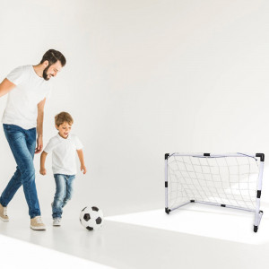 Set poarta cu plasa pentru fotbal, minge, pompa, 120x57x83 cm - Img 2
