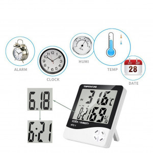 Statie meteo cu higrometru, ecran lcd, alarma, afisaj ora, data, calendar - Img 2