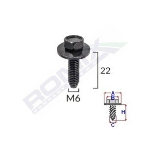 SURUB FIXARE ELEMENTE EXTERIOR PENTRU PEUGEOT, CITROEN 6X22MM SET 5 BUC - Img 3