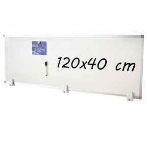 Tabla magnetica alba 40x120 cm, 2 fete, rama de aluminiu, prindere desktop pe birou - Img 2