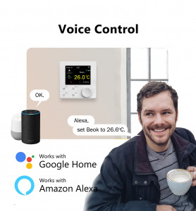 Termostat digital wifi, programabil, ecran lcd, control vocal, smartphone android, ios, alb - Img 6